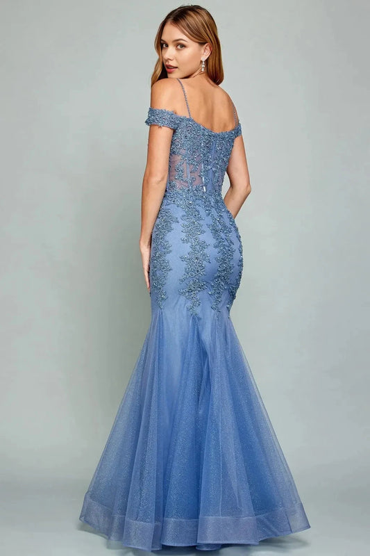 Romantic Mermaid Sweetheart Off Shoulder Lace Up Back Floor Length Prom Dress by YiHuiw