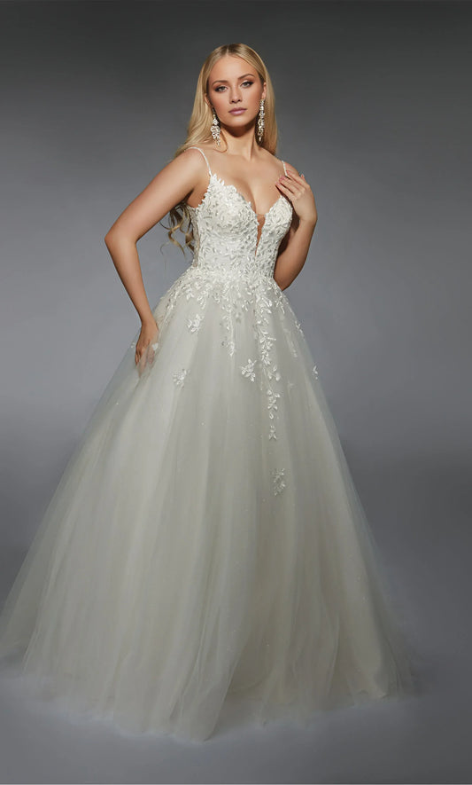 Ball Gown Spaghetti Strap Tulle Wedding Gown - Yihuiw by Yihuiw