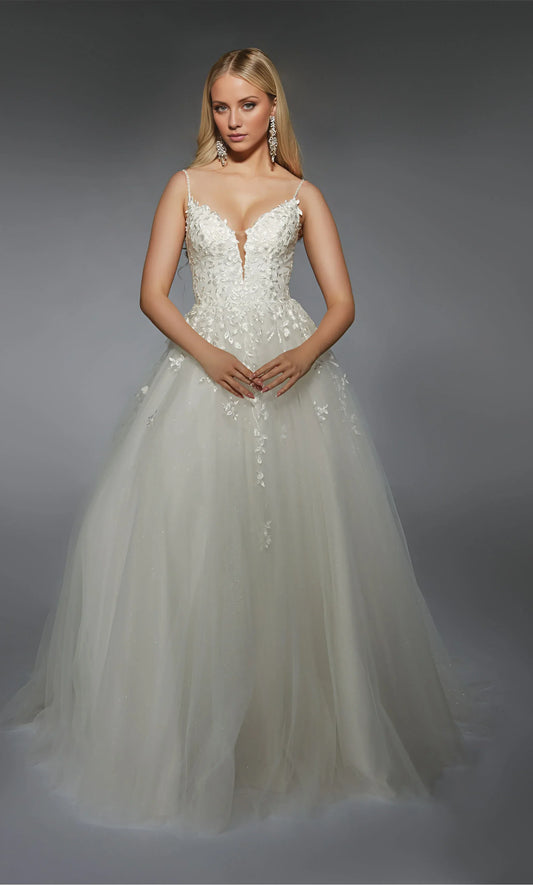 Ball Gown Spaghetti Strap Tulle Wedding Gown - Yihuiw by Yihuiw