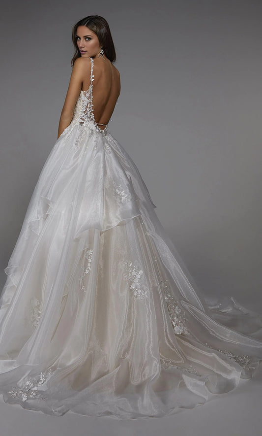 Spaghetti Strap Lace Tiered Wedding Dress - Yihuiw by Yihuiw