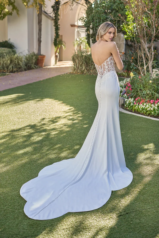 Mermaid Sweetheart Lace Open Back Train Wedding Dress - Yihuiw by Yihuiw