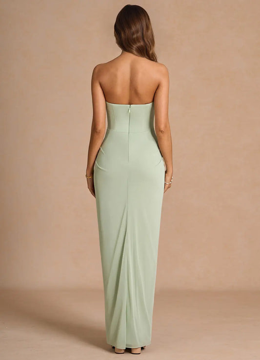 Mermaid Strapless Lace-Up Back Ruched Floor-Length Wedding Dress - Yihuiw by Yihuiw