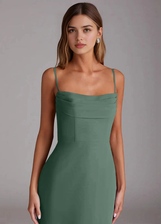 Sage Green Off-Shoulder Maxi Dress with Side Slit A-Line Off the Shoulder Chiffon Convertible Dress Bridesmaid Dresses by YiHuiw