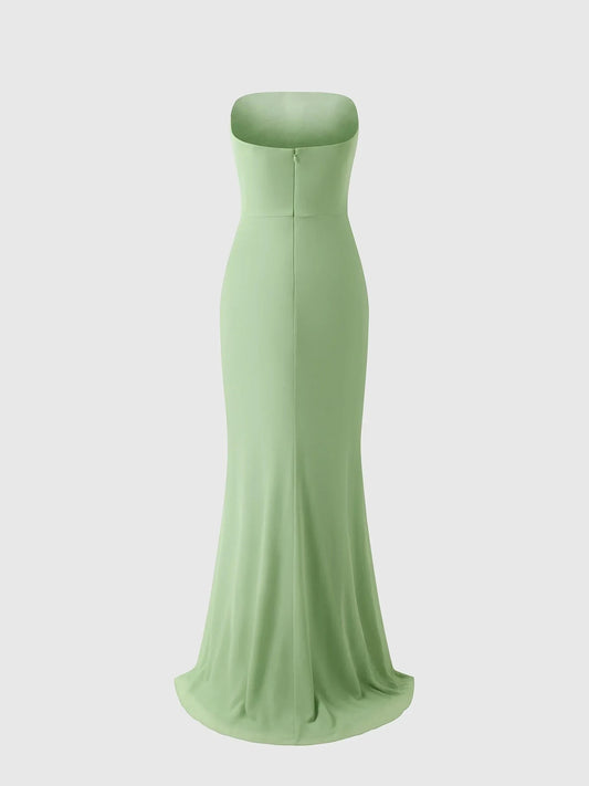 Sage Green Strapless Ruched Maxi Dress Mermaid style bridesmaid dress with sweetheart neckline in chiffon Mother of the Bride Dresses by YiHuiw
