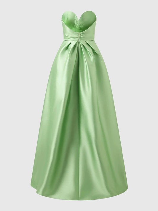 Sage Green Strapless Satin Maxi Dress Princess style bridesmaid dress in mikado Mother of the Bride Dresses by YiHuiw