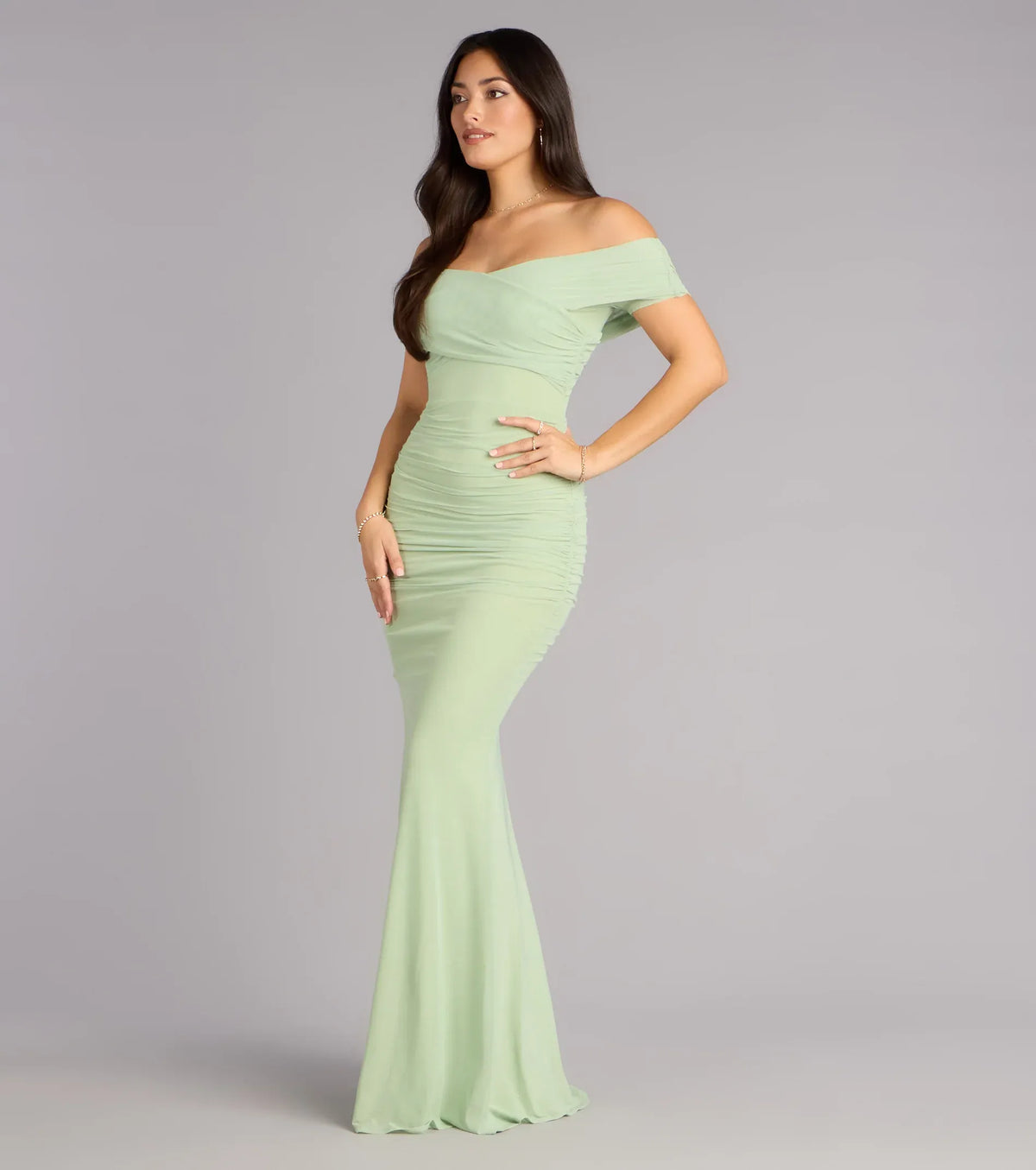 Mermaid Ruched Floor-Length Wedding Dress - Yihuiw by Yihuiw