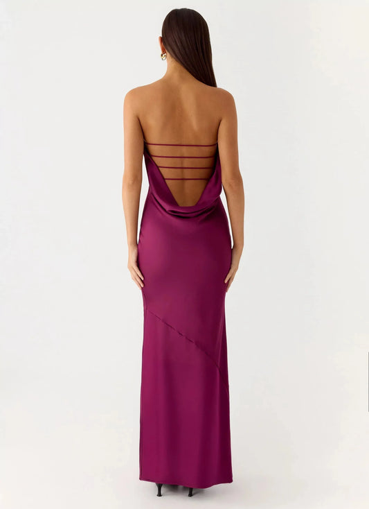 Satin-Smooth Off the Shoulder Neck Strapless Sleeveless Backless Mermaid Floor-Length Prom Dress by YiHuiw