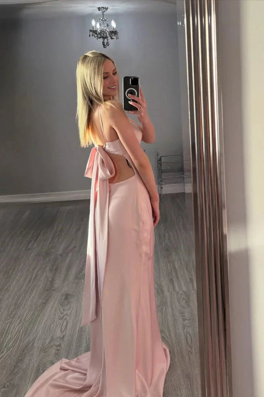Satin One-Shoulder Deep V-Neck Ruched Waist High-Slit Mermaid Floor-Length Glamorous Evening Dress by YiHuiw