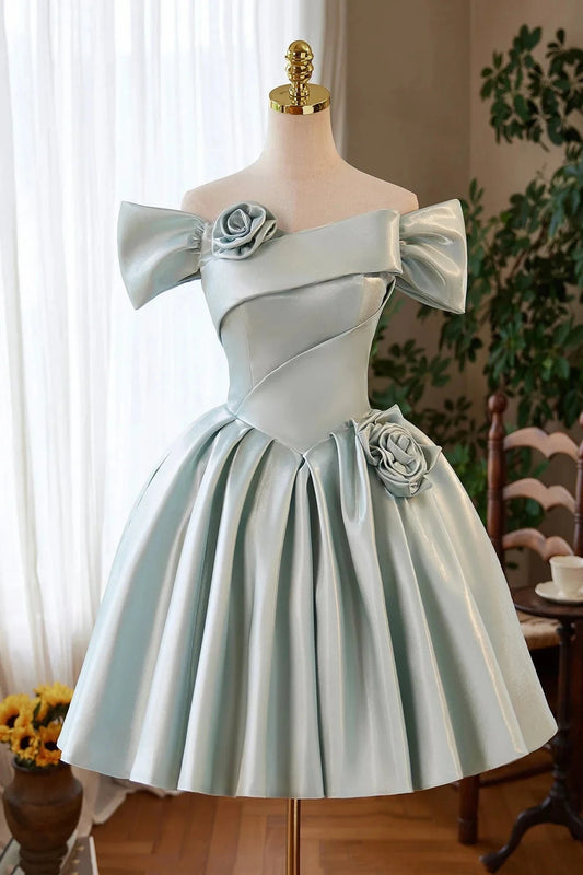 Satin Short Prom Dress Cute A-Line Homecoming Party Dress simple gentle atmospheric and unique desi Brin by YiHuiw