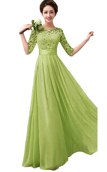 Lace Floor-Length Wedding Gown - Yihuiw by Yihuiw