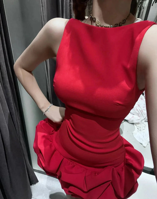 Sexy Sheath Scoop Neck Red Short Homecoming Dress Summer Hoco Dresses Mini Cocktail Dress by YiHuiw