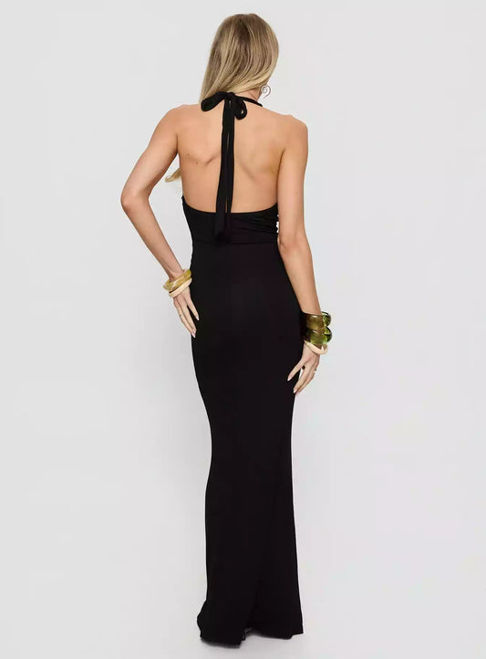 Vestidos de graduación sexys con escote profundo en V, espalda descubierta, pliegues ajustables, tirantes de cuello colgantes y espalda baja