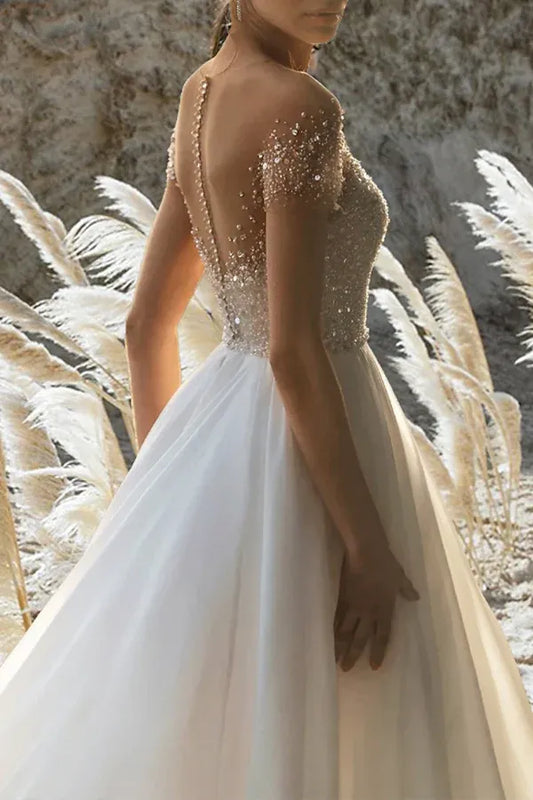 A-Line Sweetheart Floor-Length Wedding Dress - Yihuiw by Yihuiw