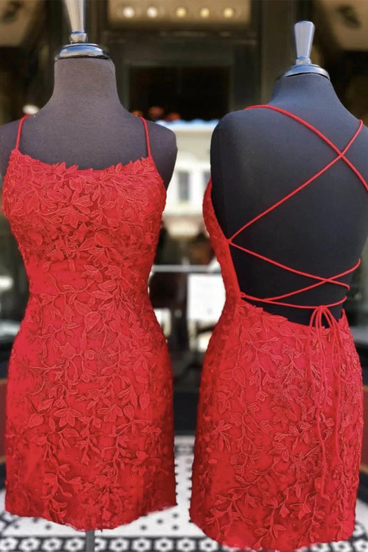 Short Red Lace Prom Homecoming Dress gala dresses short mini prom dresses simple gentle atmospheric and unique desi Bring summer colors to enhance whiteness by YiHuiw