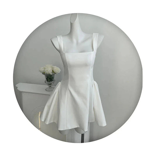 Simple A line Square Neck Black Short Homecoming Dress Summer Hoco Dresses Mini Cocktail Dress by YiHuiw