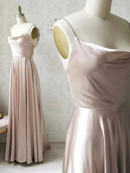 Simple pink satin long prom dress satin evening dress simple gentle atmospheric and unique desi Bring summer colors to enhance whitenes by YiHuiw