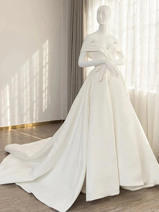 Simple sweetheart neck off shoulder long prom dress white evening dress simple gentle atmospheric and unique desi Bring summer colors to enhance whitenes by YiHuiw