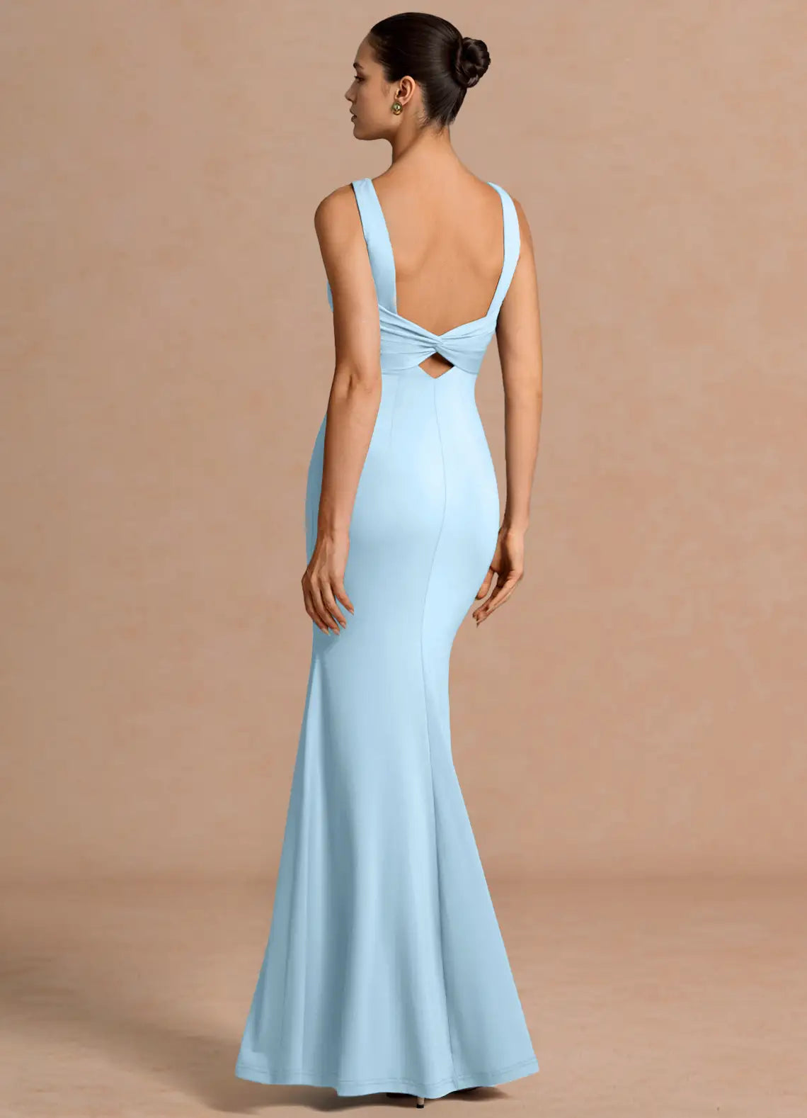 Sky Blue Mermaid Sleeveless Floor-Length Wedding Dress - Yihuiw by Yihuiw