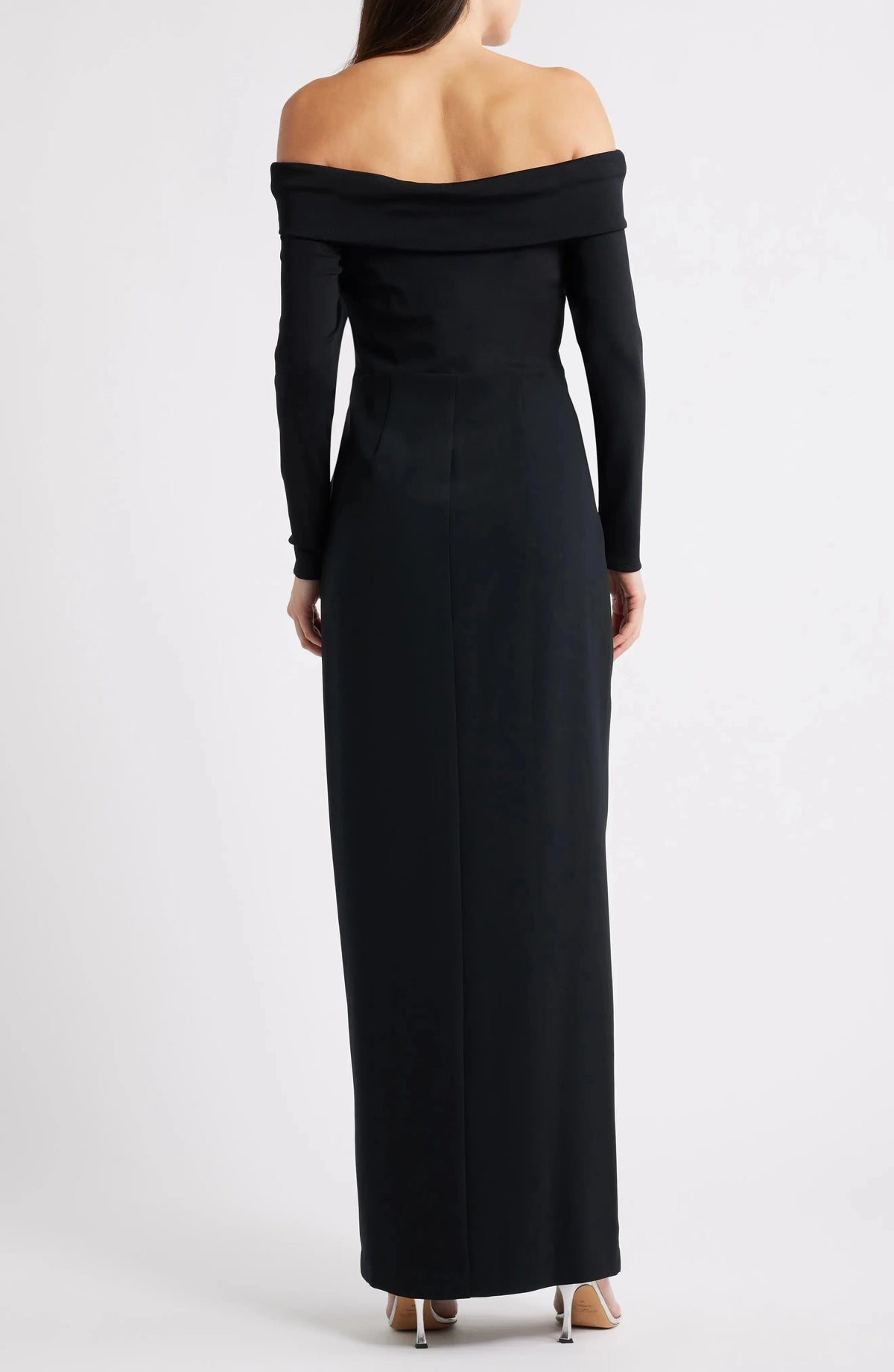 Sleek Column Off Shoulder Long Sleeve Twist Waist Maxi Evening Dress by YiHuiw