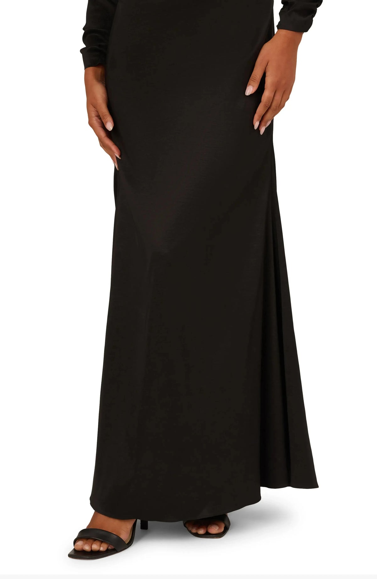 Sleek Draped Blazer Neck Long Sleeve Zipper Back Floor Length For Adults Evening Dress by YiHuiw