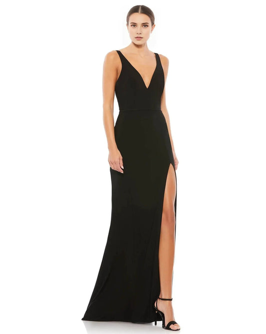 Sleek Mermaid V-Neck Spaghetti Strap Open Back Train Floor Length Prom Dress by YiHuiw