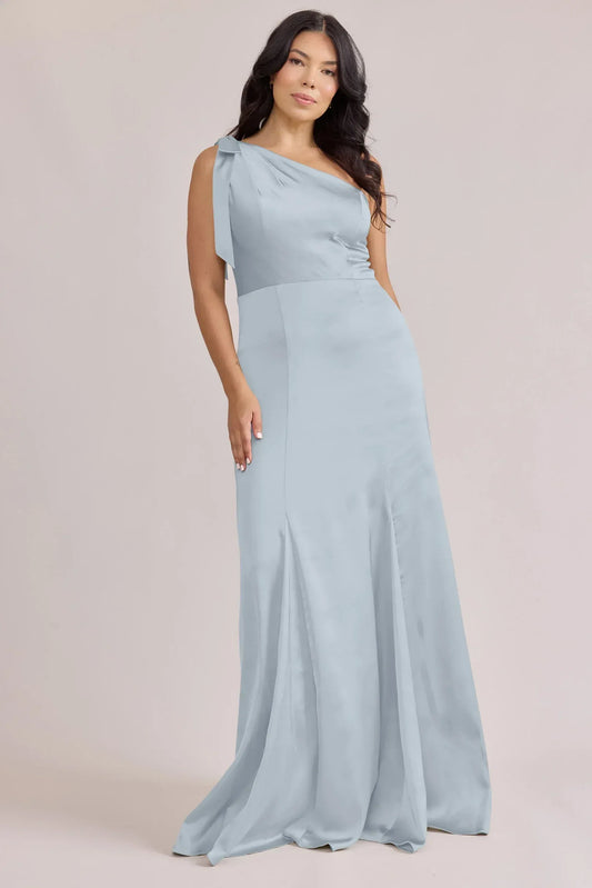 Mermaid One-Shoulder Sleeveless Open Back Floor-Length Wedding Dress - Yihuiw by Yihuiw