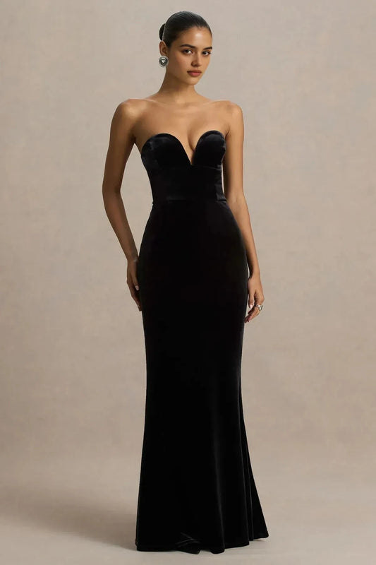 Sophisticated Mermaid Strapless Sleeveless Back Zipper Floor Length Prom Dress by YiHuiw