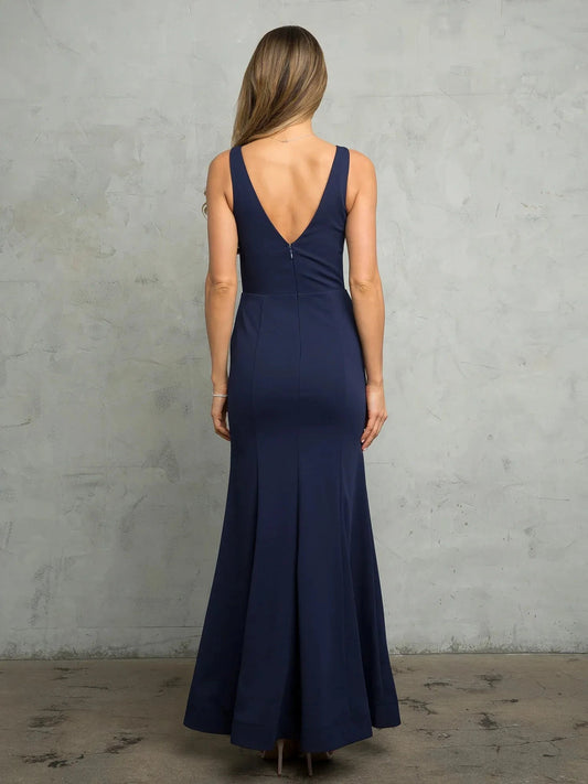 Sophisticated Mermaid V Neck Sleeveless V Back Floor Length Prom Dress by YiHuiw