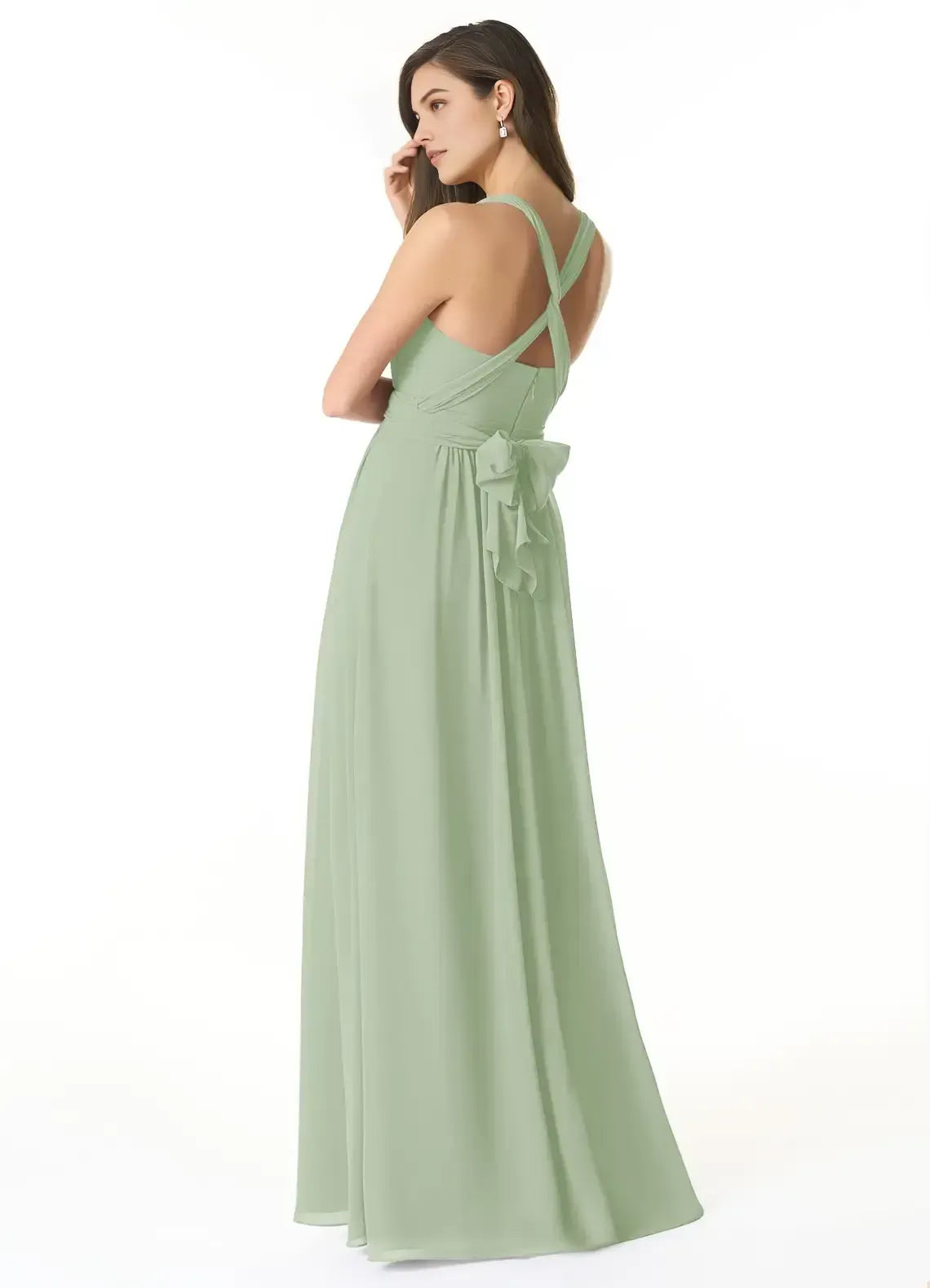 Spaghetti Strap Chiffon High Slit Wedding Dress - Yihuiw by Yihuiw