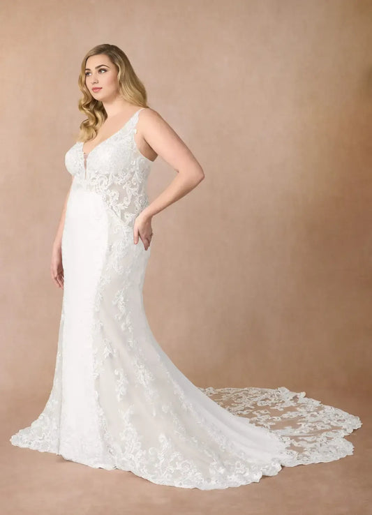 Mermaid Spaghetti Strap Lace Train Wedding Dress - Yihuiw by Yihuiw