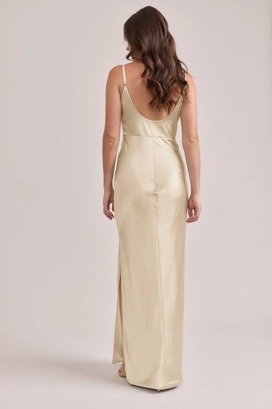Mermaid Spaghetti Strap Satin High Slit Wedding Dress - Yihuiw by Yihuiw