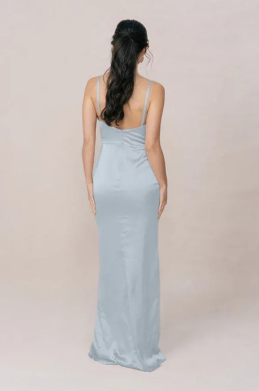 Mermaid V-Neck Satin High Slit Wedding Dress - Yihuiw by Yihuiw
