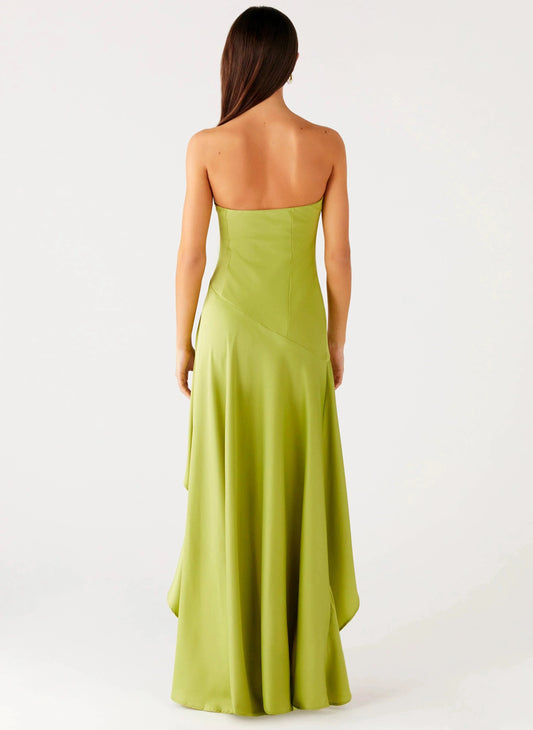 Statement-Making A-Line Off the Shoulder Neck Strapless Asymmetrical Ruffle High-Low Prom Dress by YiHuiw