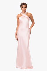 Statement-Making Mermaid Halter Neck Sleeveless Drape-Back Floor-Length Prom Dress