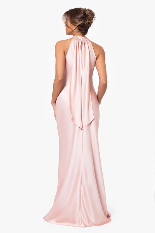 Statement-Making Mermaid Halter Neck Sleeveless Drape-Back Floor-Length Prom Dress by YiHuiw