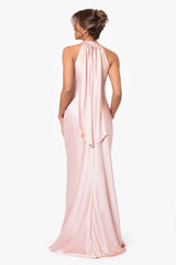 Statement-Making Mermaid Halter Neck Sleeveless Drape-Back Floor-Length Prom Dress