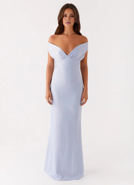 Statement-Making Sheath Off-Shoulder Neck Sleeveless Ruched Open-Back Floor-Length Prom Dress by YiHuiw