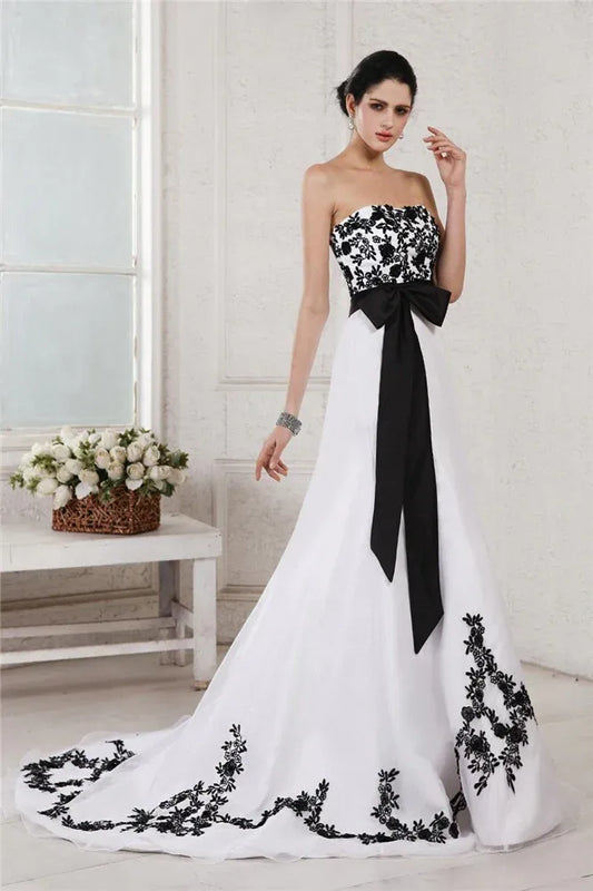Strapless Tulle Lace-Up Back Wedding Dress - Yihuiw by Yihuiw