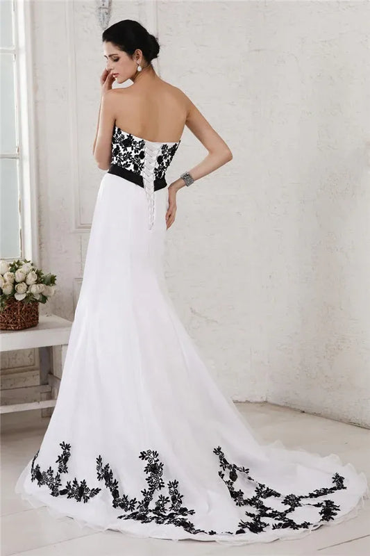 Strapless Tulle Lace-Up Back Wedding Dress - Yihuiw by Yihuiw