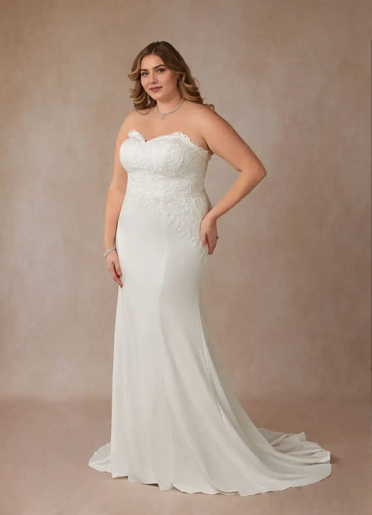 Mermaid Sweetheart Chiffon Train Wedding Dress - Yihuiw by Yihuiw