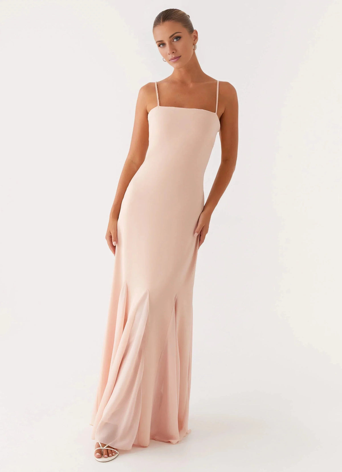 Streamlined Off the Shoulder Neck Sleeveless Spaghetti-Strap Mermaid Floor-Length Prom Dress by YiHuiw