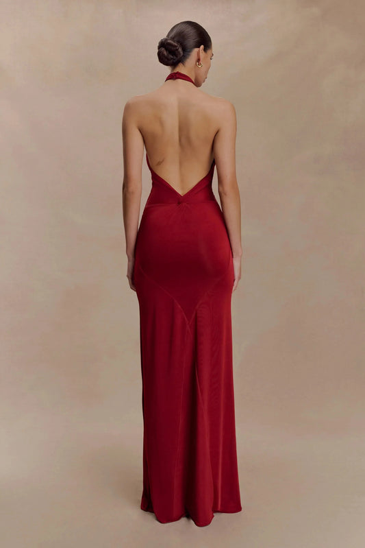 Stylish Mermaid Halter Neck Sleeveless Open Back Floor Length Prom Dress by YiHuiw