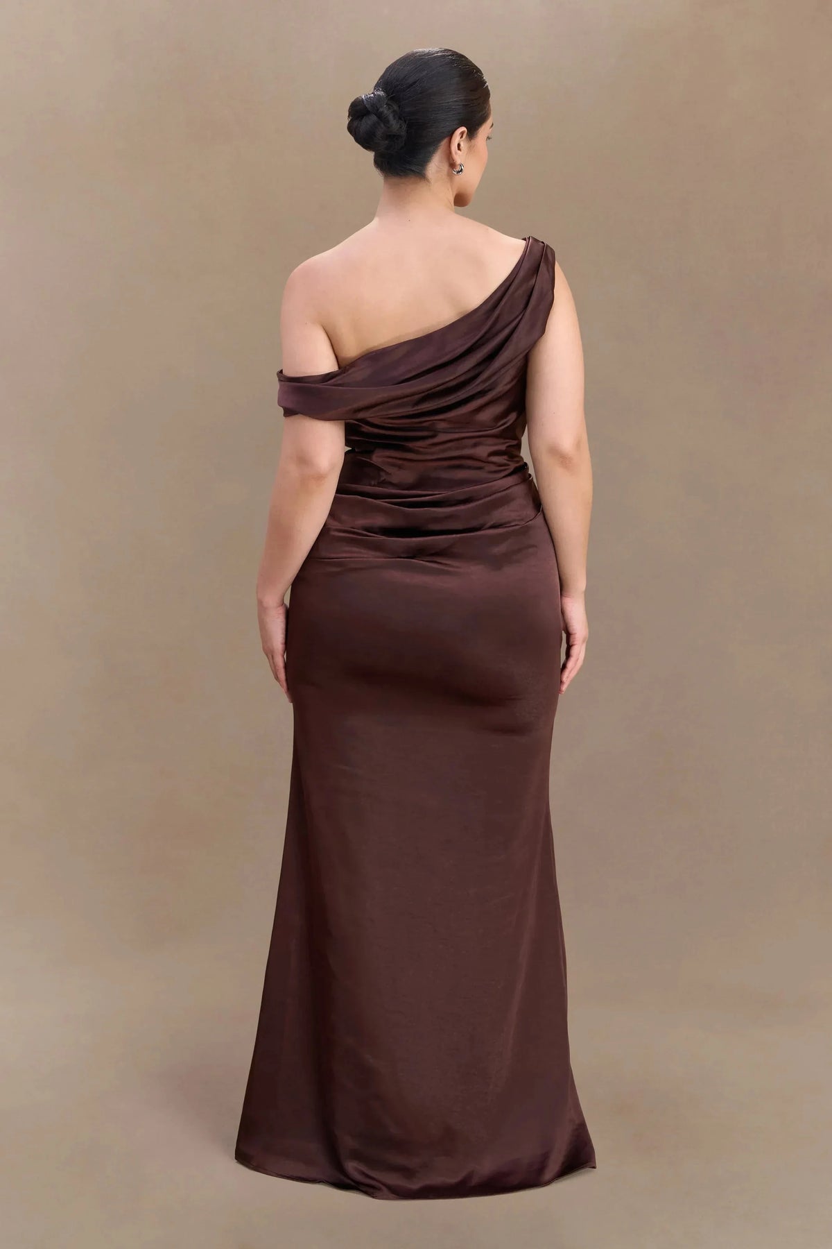 Stylish Mermaid One Shoulder Sleeveless Draped Back Floor Length Plus Size Prom Dress by YiHuiw