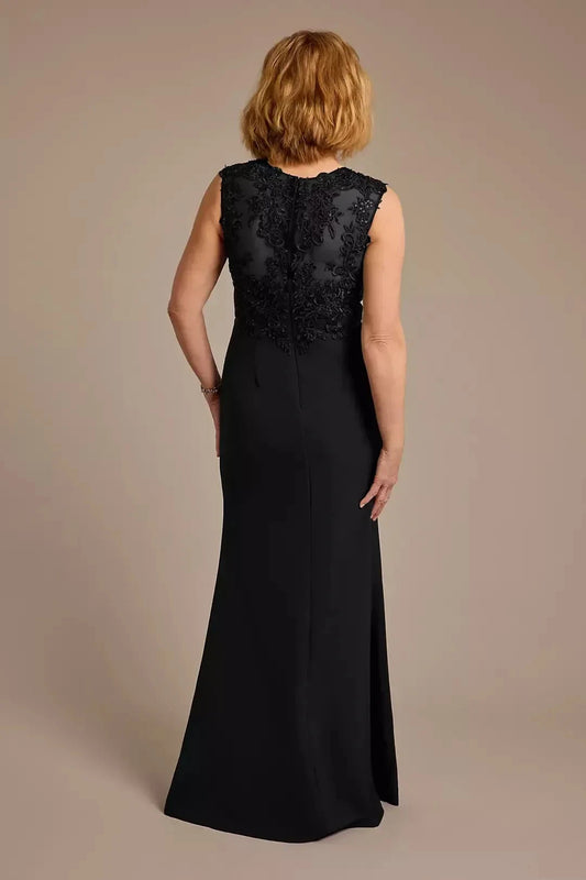 Stylish Sheath Crew Neck Sleeveless Lace Back Floor Length Mother of the Bride Dress by YiHuiw