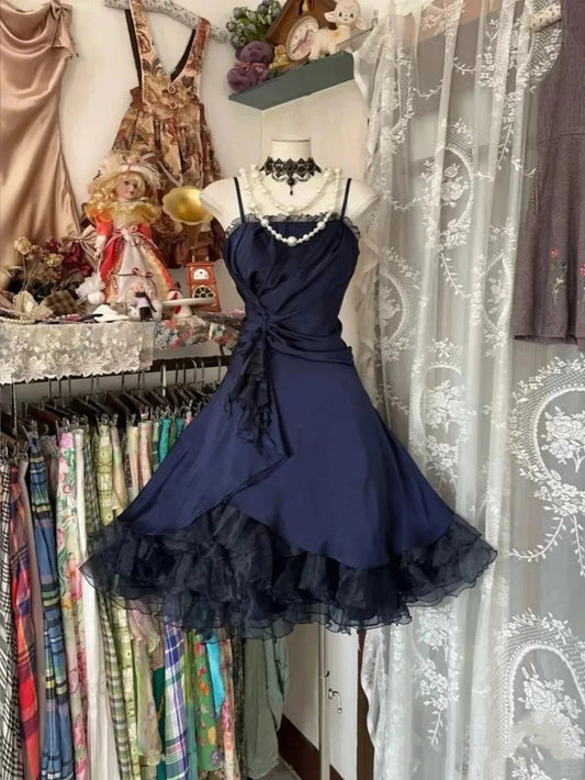 Sweet Elegant Short Satin Homecoming Dress Birthday Dress simple gentle atmospheric and unique desi Bring summer colors to enhance whiteness by YiHuiw