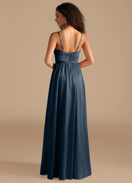A-Line Sweetheart Satin High Slit Wedding Dress - Yihuiw by Yihuiw