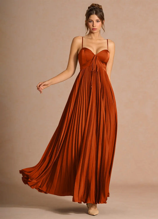 A-Line Sweetheart Satin Pleated Floor-Length Wedding Dress - Yihuiw by Yihuiw