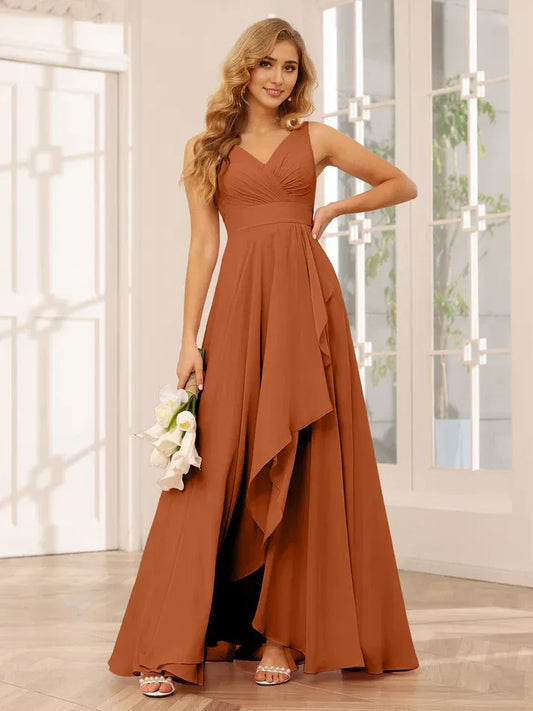 Chiffon Sleeveless High Slit Wedding Dress - Yihuiw by Yihuiw