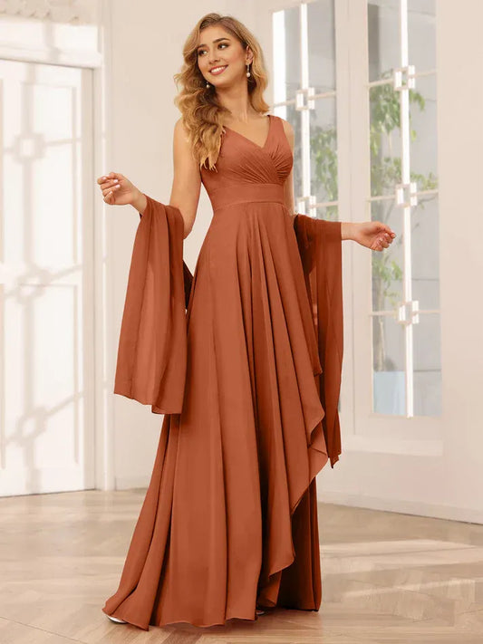 Chiffon Sleeveless High Slit Wedding Dress - Yihuiw by Yihuiw