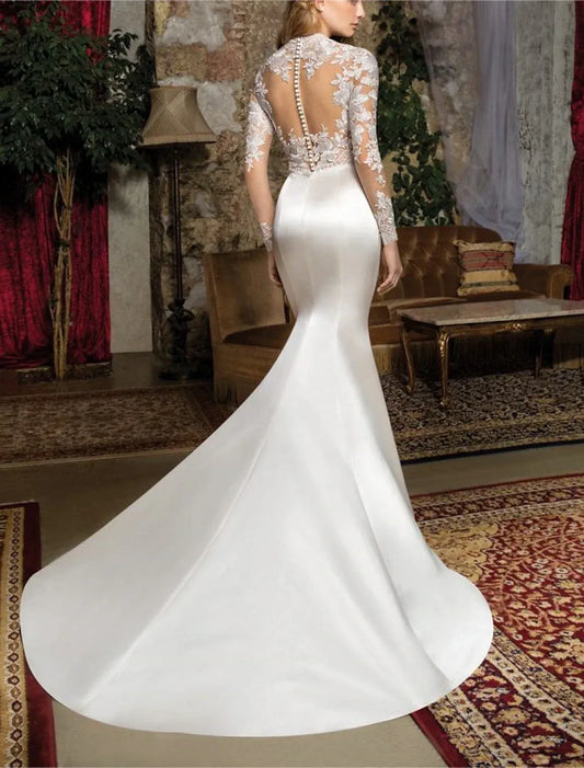 Mermaid Satin Wedding Dress - Yihuiw by Yihuiw